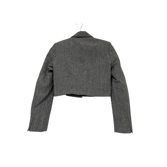 Zara Womens Cropped Blazer Suit Jacket XS Gray Metallic thread 9062/154 NWT - Picture 5 of 16